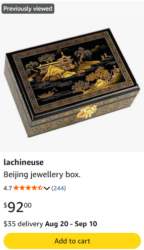 Lacquer Jewelry Box — Amazon listing